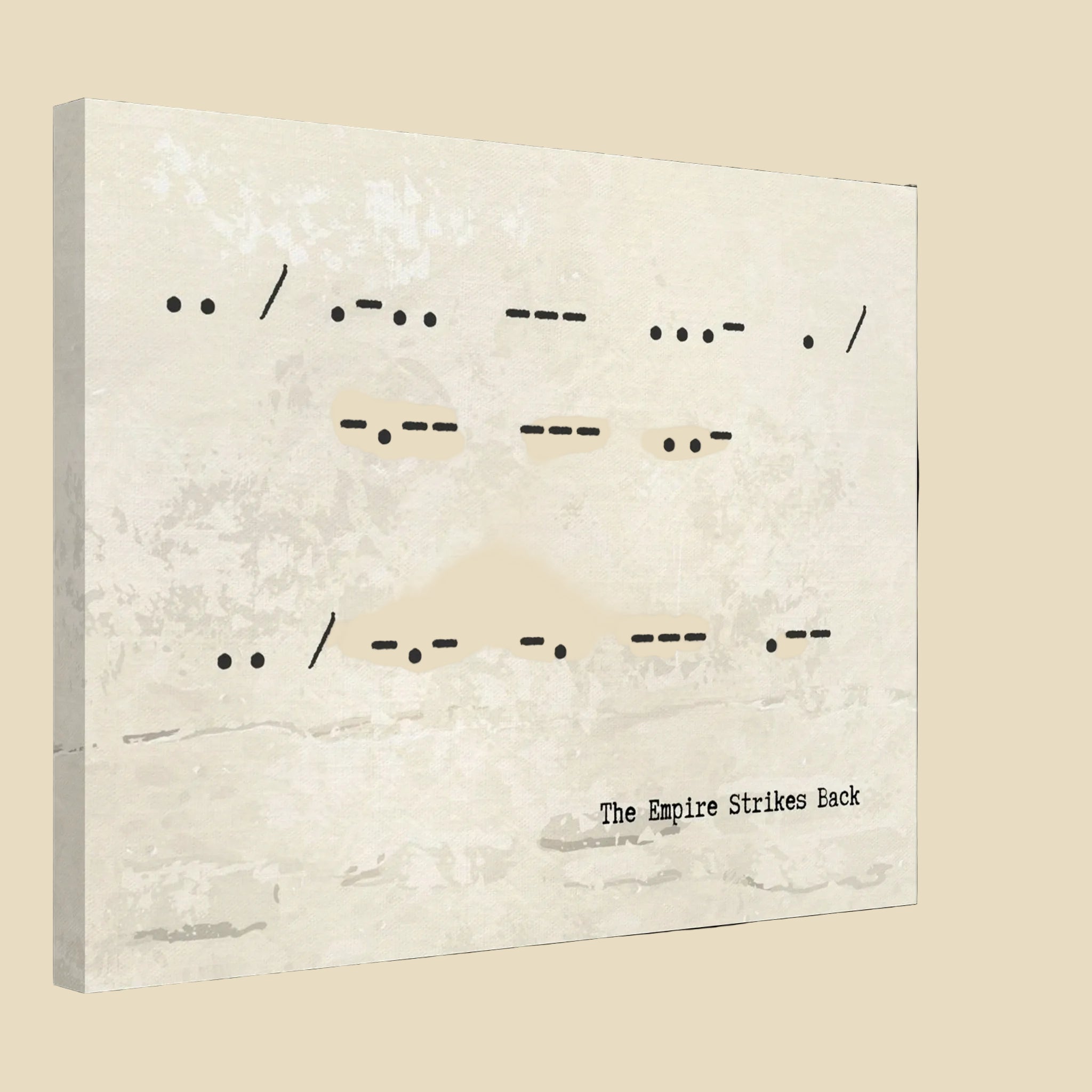 Unframed canvas with Morse code and text of The Empire Strikes Back