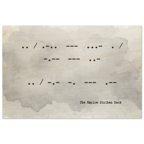 Text resembling Morse code on a watercolor background with 'The Empire Strikes Back' text.