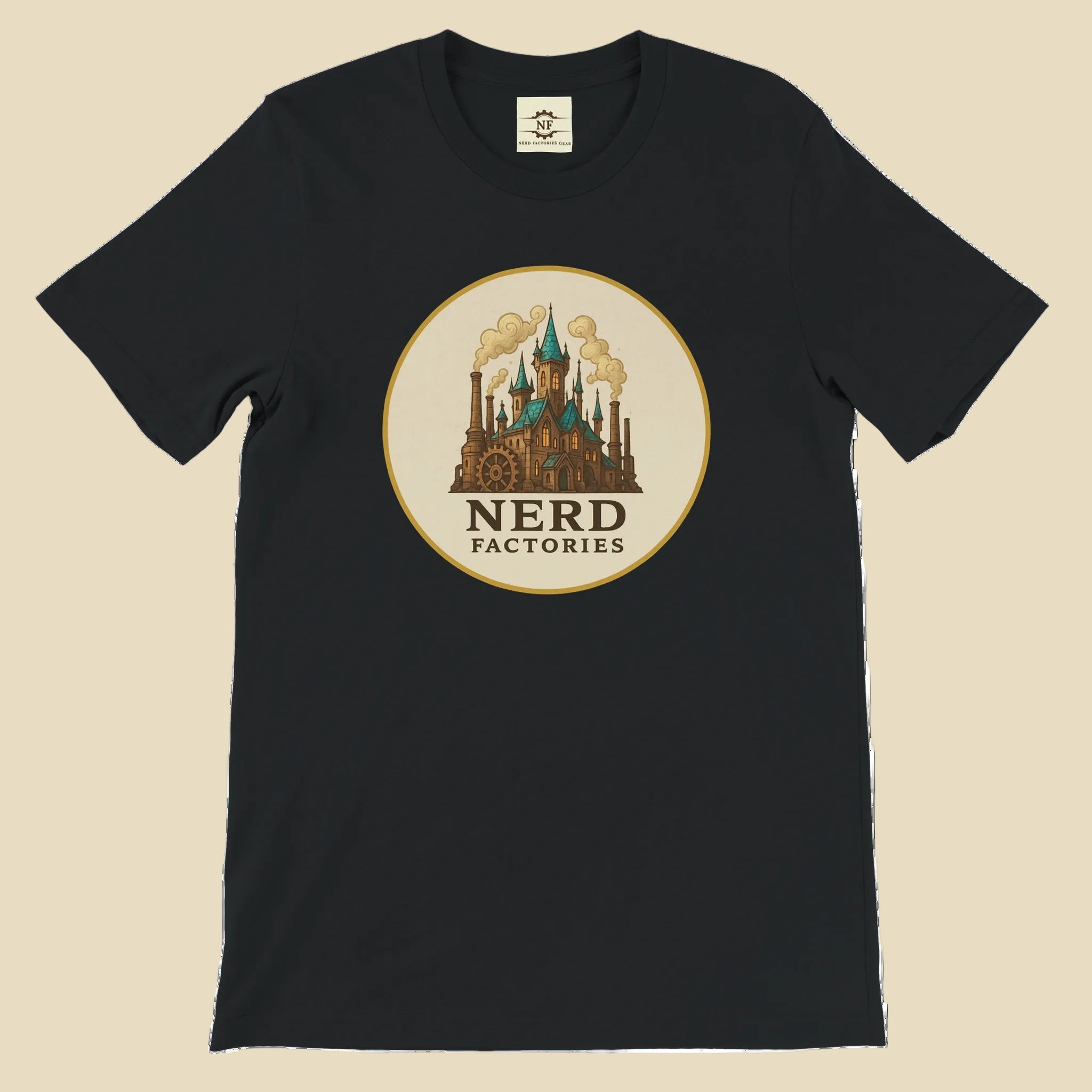 Unisex Nerd Factories Gear "Factory Logo" (Black) Graphic T-Shirt