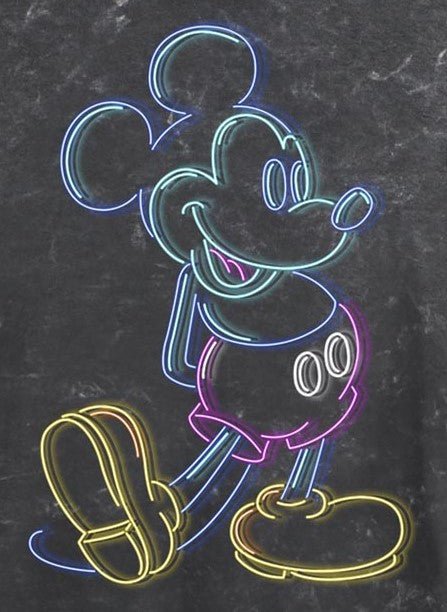 Junior's DISNEYxPIXAR Mickey Mouse Neon Outline Mineral Wash Crop Top