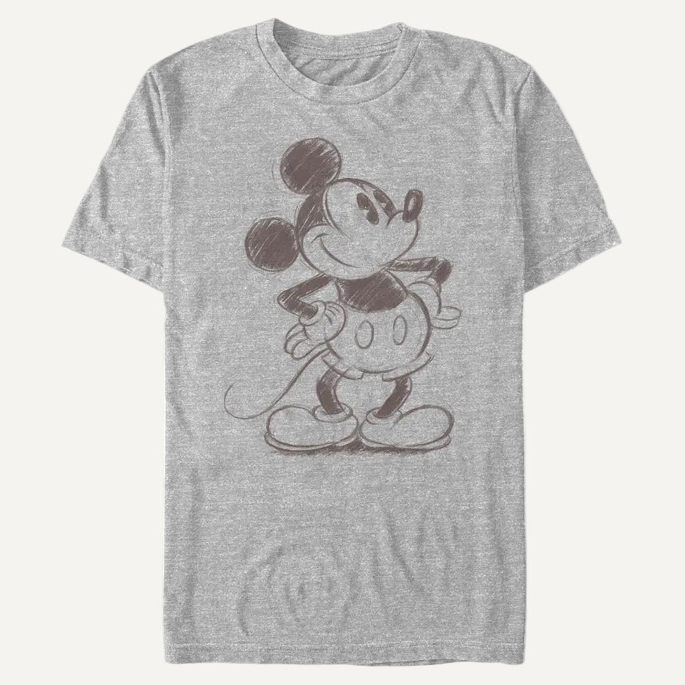 Men's Disney Disney Mickey Mouse and Friends Retro Mickey Mouse Sketch T-Shirt