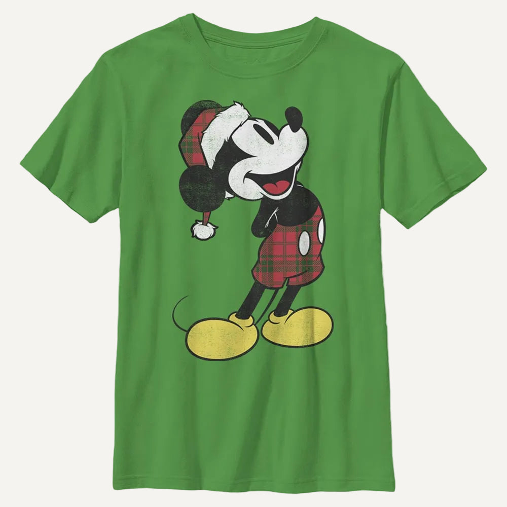 Boy's Disney Plaid Mickey T-Shirt