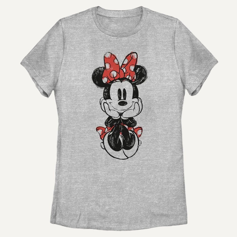 Women's Disney Sitting Minnie Sketch T-Shirt