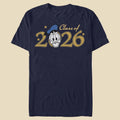 A t-shirt with Class of 2026 and Donald Duck's face making up the zero against an off-white background