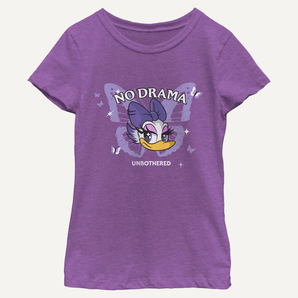 Girl's Disney Daisy No Drama T-Shirt in purple against a white background