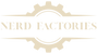 Logo of Nerd Factories with a gear design on a white background