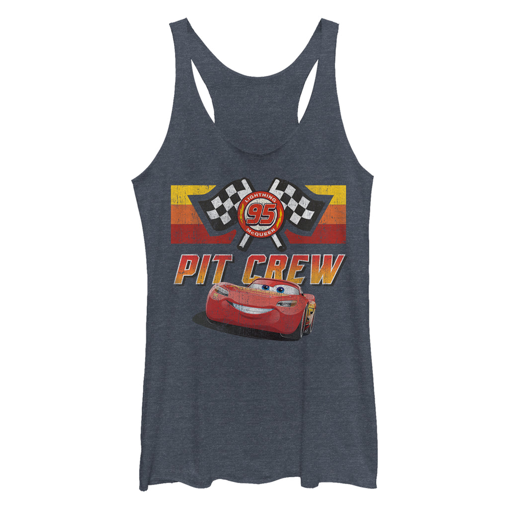 T-shirt with 'Pit Crew' design featuring a red car and checkered flags on a dark background