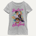 Girl's Disney Familia is Everything T-Shirt in heathered grey on a white background