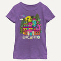Girl's Disney Encanto Magical House T-Shirt in purple berry on a white background