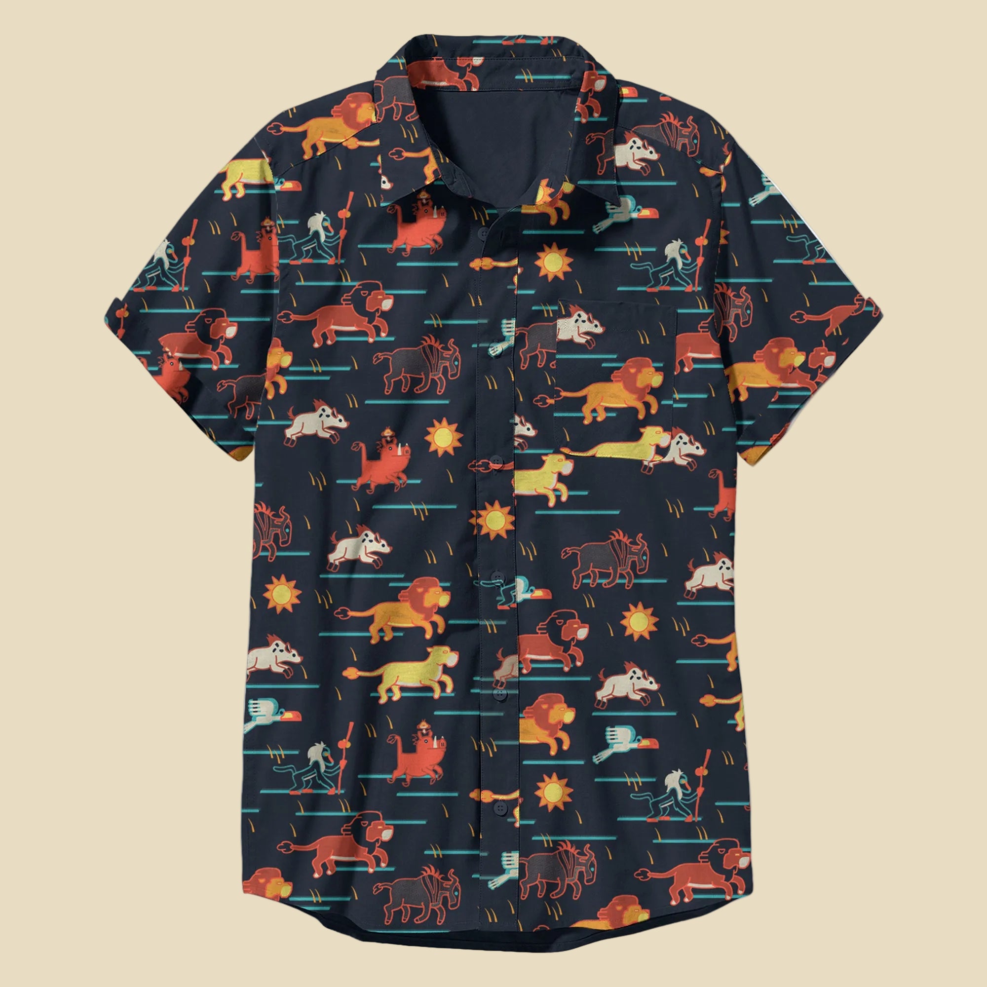 Men's Disney Lion King Stampede Button Up Woven