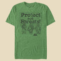 Men's Star Wars Protect Our Forest T-Shirt in Green with Black Text and Ewoks
