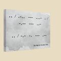 Canvas print with Morse code and 'The Empire Strikes Back' text on a textured gray background